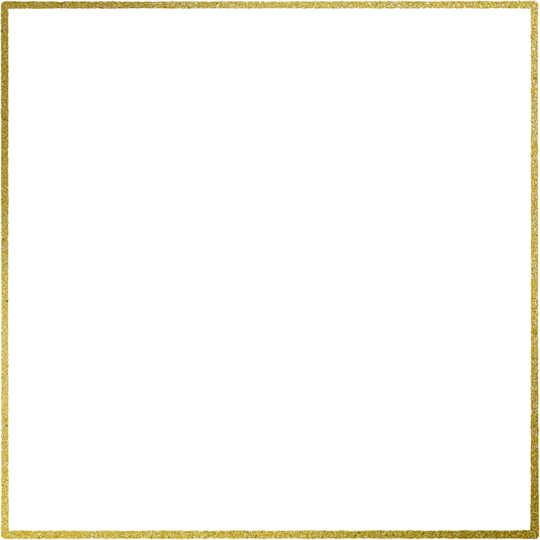 Gold square frame element with line border png.